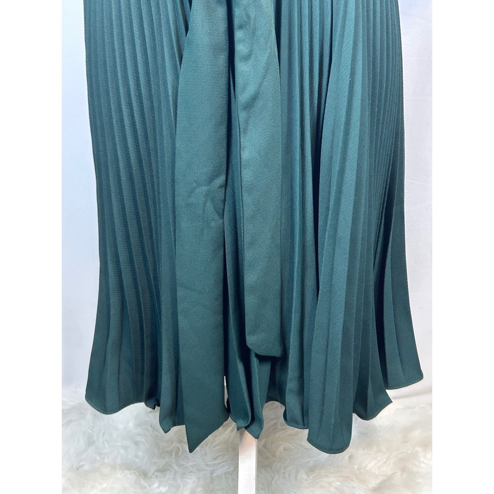 DKNY Womens Pleated Flutter Sleeve Belted Midi Dress Dark Green Size 14 - Picture 4 of 11